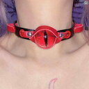 チョーカー レディース ネックレス アクセサリー パンク ロック 革 レザー y2k 目玉 レッド ホワイト パープル