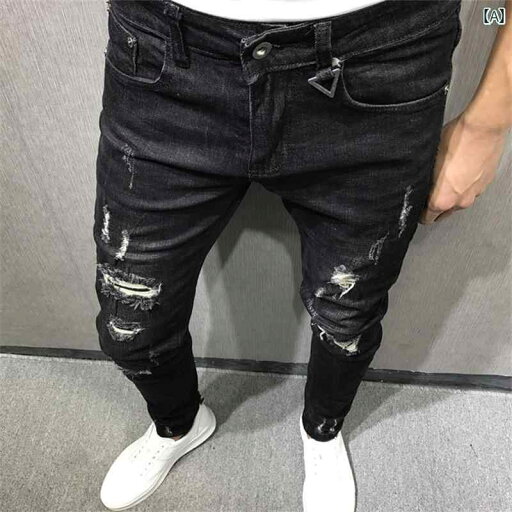 デニムパンツ メンズ ジーンズ ジーパン ダメージ クラッシュ スキニー 秋冬 タイト ウォッシュド カジュアル ストリート 伸縮性 ブラック ブルー デニムパンツ メンズ ジーンズ ジーパン ダメージ クラッシュ スキニー 秋冬 タイト ウォッシュド カジュアル ストリート 伸縮性 ブラック ブルー