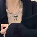 スパイダー 蜘蛛 ネックレス アクセサリー レディース アメリカ メタル ビッグ ペンダント レトロ チェーン シルバー