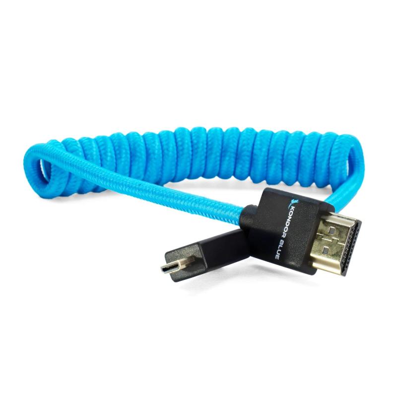KONDOR BLUE 14インチ-24インチ 薄手 ショート HDMI 2.0 高速 4K 3D HDR ナイロン編組ケーブル オンカメラフィルムシネマモニター用 | 3840 x 2160-60Hz | 18Gbps メタデータ