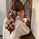スカーフ おしゃれ レディース ストール ファッション アクセサリー レトロ 春夏 ヘアバンド 韓国 プリント 花柄 レッド イエロー
