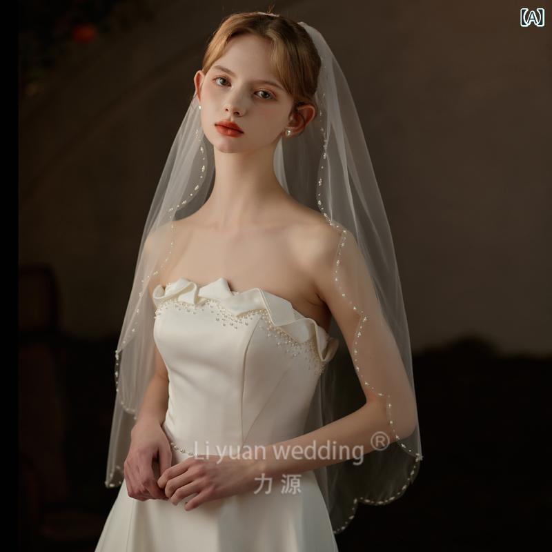 ウェディングベール レディース 花嫁 ブライダル シンプル 高級感 清楚 フェアリー ショート丈 1層 ロ..