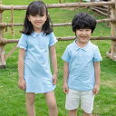 キッズ ゴルフウェア ジュニア 子供 男の子 女の子 夏 半袖 ユニフォーム 親子服ワンピース ショーツ Tシャツ スポーツ ブルー
