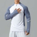 Tシャツ メンズ レディース 長袖 トップス トレーニング ジム フィットネス ランニング 速乾 吸湿 ハーフジップ スポーツ ホワイト ブラック グレー
