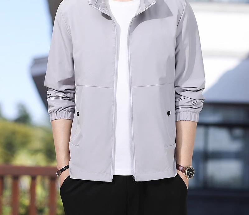 メンズ 中高年 パパ ジャケット ビジネス カジュアル トップス ジップアップ アウター 春秋 ブラック カーキ ブルー