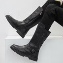 ブーツ メンズ おしゃれ ハイカット 牛革 ロング 厚底 カウボーイ ライディング ブラック