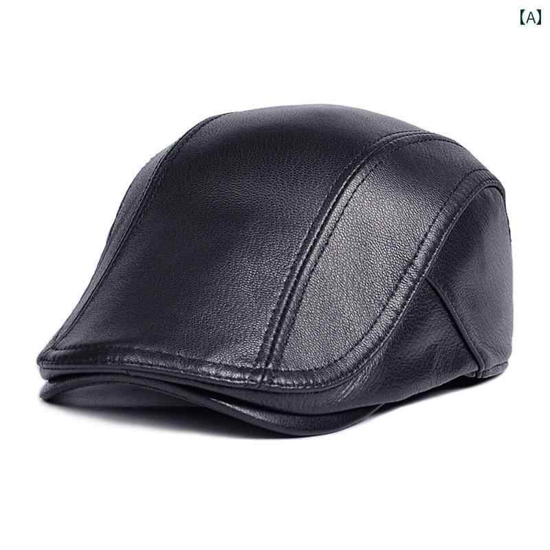 ハンチング レザー メンズ 紳士 帽子 カジュアル 大きいサイズ 秋冬 ハット 中高年 ベレー帽 ブラック ブラウン