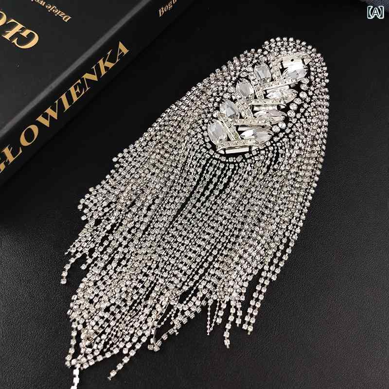 肩章 フリンジ ステージ 衣装 コスプレ 飾り 装飾 ミュージカル ダンス ラインストーン ブローチ メンズ レディース フリンジ アクセサリー シルバー ゴールド 2