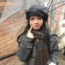 キャスケット レディース 帽子 かわいい レトロ リボン 秋冬 韓国 ファッション ウール つば 短い グレー