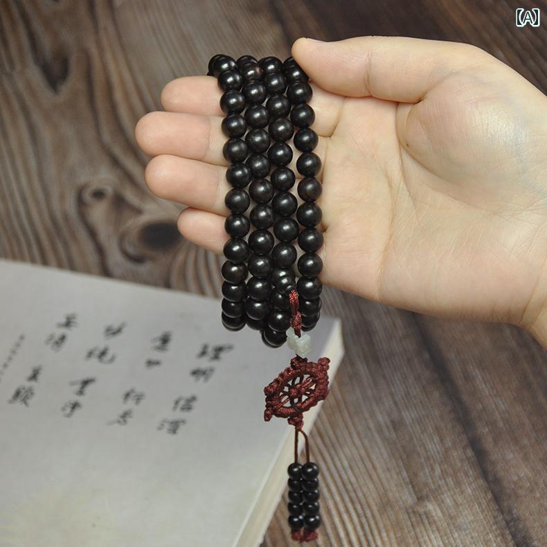 数珠 ネックレス メンズ レディース アクセサリー 黒檀 ブレスレット 首飾り ビーズ