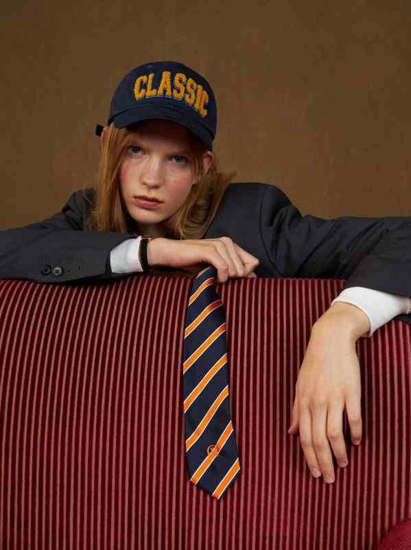 ネクタイ メンズ レディース おしゃれ 韓国 カジュアル カレッジ 制服 ボーダー グレーブルーホワイト