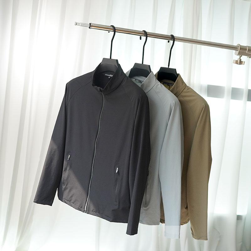 ゴルフウェア メンズ スポーツ トップス 春夏 おしゃれ 薄手 通気性 伸縮 撥水 日焼け止め ジャケット ブラック カーキ グリーン