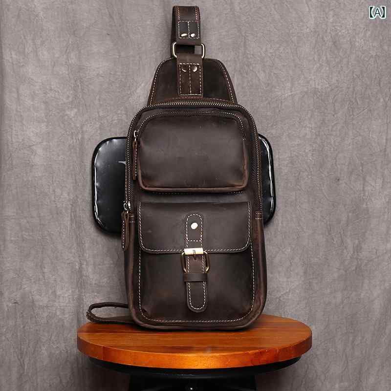 ボディバッグ メンズ ショルダーバッグ 斜めがけ 肩掛け 鞄 レザー かっこいい レトロ カジュアル メッセンジャーバッグ 牛革 ブラウン ブラック