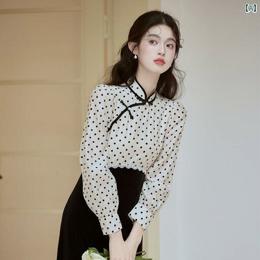チャイナドレス ワンピース レディース フォーマル パーティー おしゃれ 中国風 婦人服 レトロ 水玉 ベルベット 春秋 ホワイト チャイナドレス ワンピース レディース フォーマル パーティー おしゃれ 中国風 婦人服 レトロ 水玉 ベルベット 春秋 ホワイト