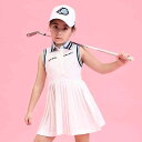 ゴルフウェア キッズ 子供 ワンピース 女の子 夏 ノースリーブ 通気性 速乾 プリーツ スカート おしゃれ ホワイト