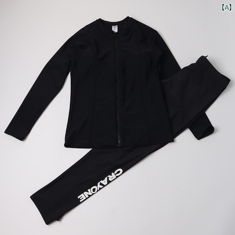 水着 ママ 長袖 ズボン レディース 日焼け止め サーフィン スーツ スリム コンサバ 胸パッド付き ブラック