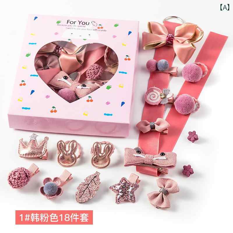 子供 女の子 ヘアアクセサリー 収納 韓国 リボン ピン ヘッド バンド 赤ちゃん ゴム プリンセスクラウン ギフト セット 帽子 ピンク ワインレッド パープ...