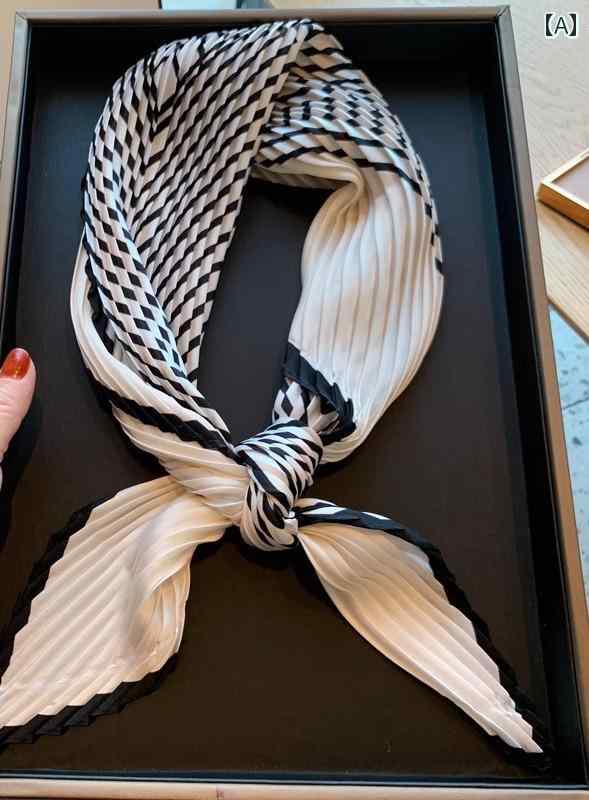 スカーフ おしゃれ レディース ストール 韓国 春秋 装飾 グリーン ブルー ワインレッド プリーツ ストライプ