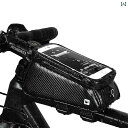 フロントバッグ 自転車 ロードバイク ハンドル サイクリング アッパー チューブ ビーム 携帯電話 タッチスクリーン 防水 多機能 バー ブラック