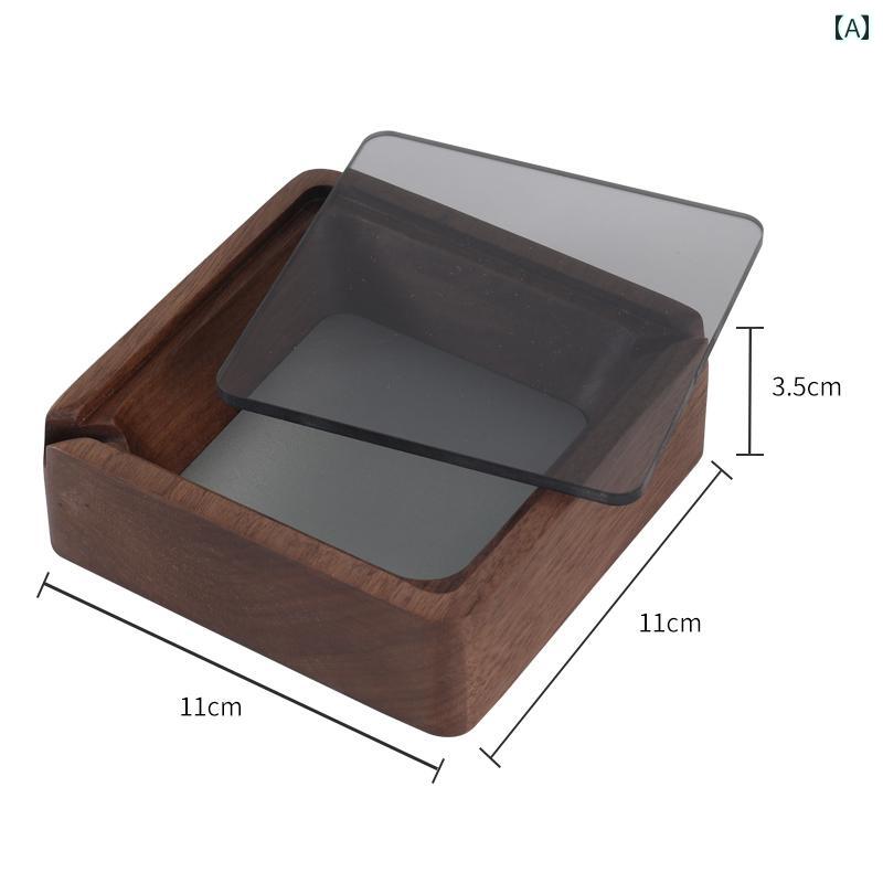 灰皿 フタ付 蓋付き 木製 おしゃれ アンチフライアッシュ 防煙 ブラックウォールナット 無垢材 防風 ダ..