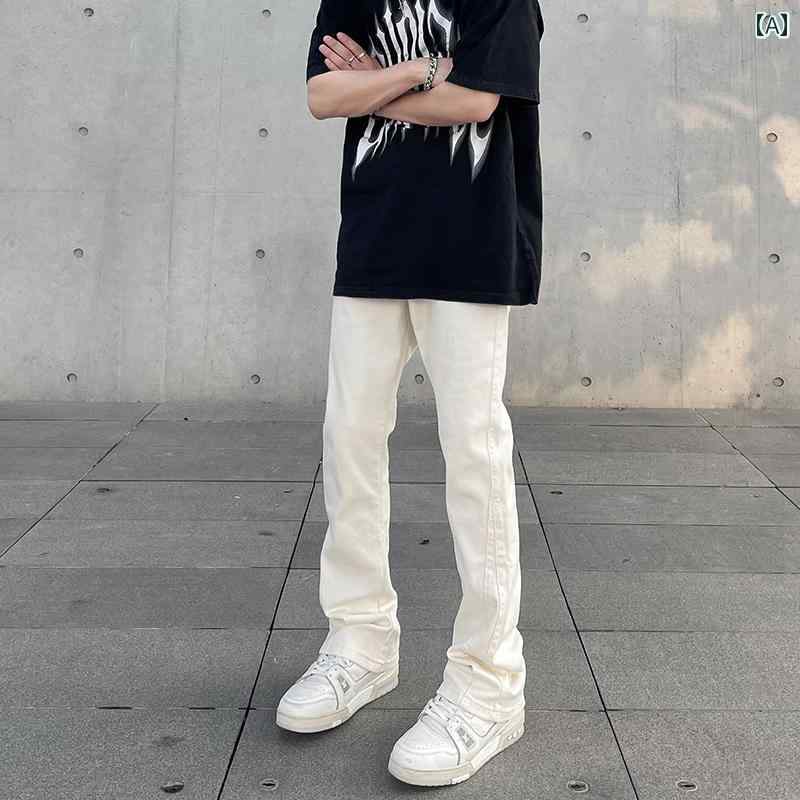 デニムパンツ メンズ ジーンズ ジーパン ズボン かっこいい おしゃれ カジュアル レトロ アメリカン ストリート フィット 白 黒