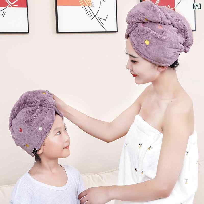 タオルキャップ 大人 子供 キッズ女の子 ヘアキャップ タオル 吸収 速乾 かわいい パープル ピンク ホワイト