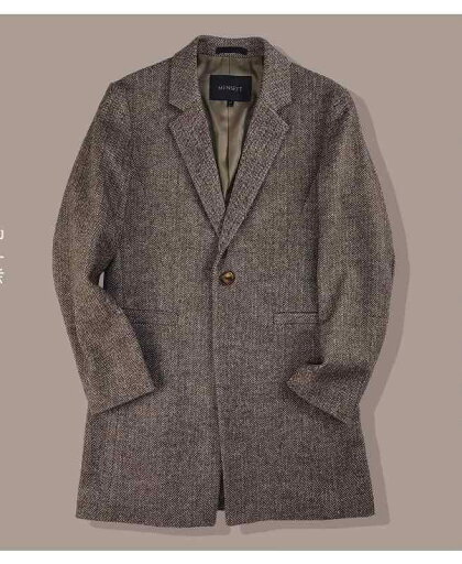 ジャケット メンズ 秋冬 ヘリンボーン ウール コート レトロ ミドル丈 ビジネス 紳士服 ブラウン ジャケット メンズ 秋冬 ヘリンボーン ウール コート レトロ ミドル丈 ビジネス 紳士服 ブラウン