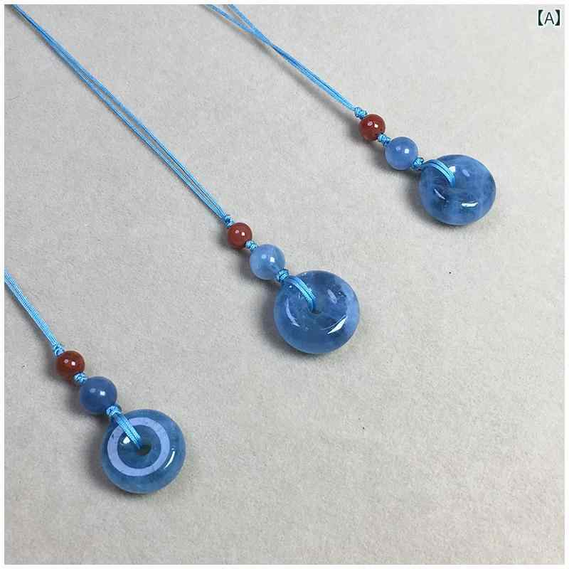 キーホルダー ペンダント アクセサリー 水晶 携帯電話 バッグ ストラップ シンプル レトロ ギフト ブルー