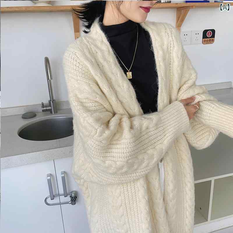 ニット レディース おしゃれ カーディガン カジュアル 秋冬 セーター 韓国 レトロ ソフト ロング レッド グレー ホワイト