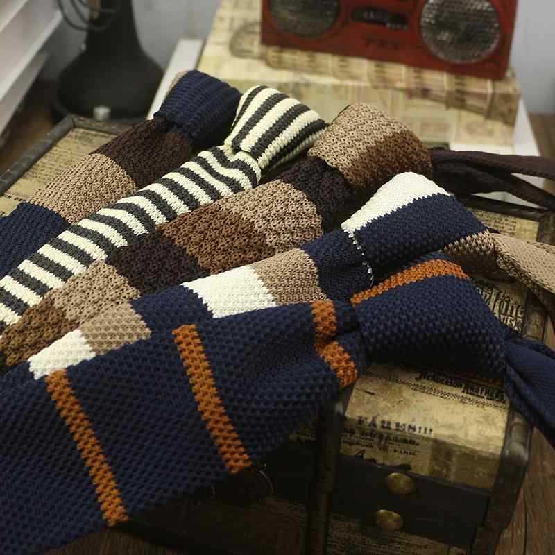 ネクタイ メンズ スーツ アクセサリー ニット ブリティッシュ カジュアル ビジネス 韓国 キャメル ブラウン ブルー