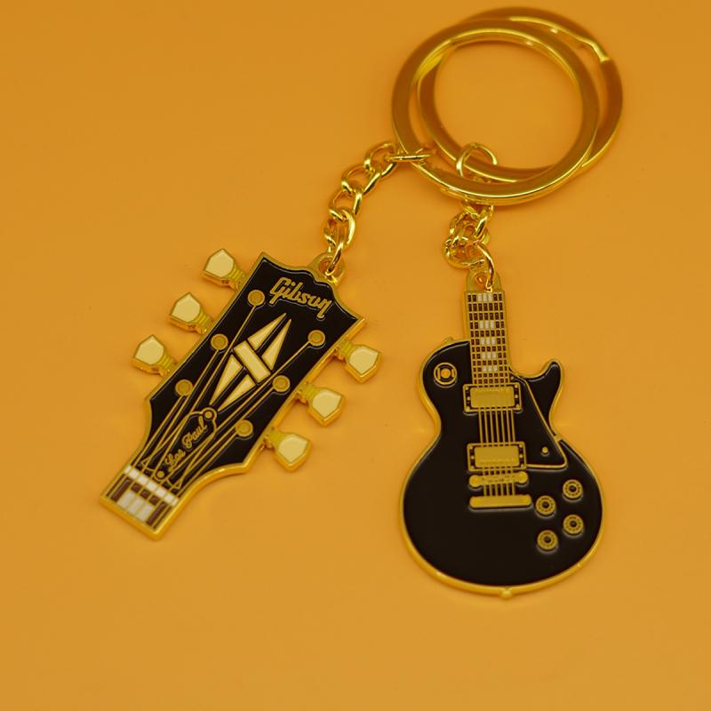 キーホルダー ギター チャーム おしゃれ レトロ 楽器 ギフト キーリング ブラック レッド グリーン
