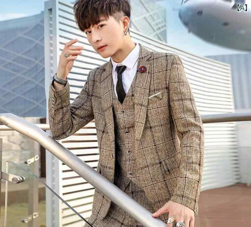 メンズ スーツ おしゃれ 紳士服 韓国 スリム カジュアル ジャケット パンツ ベスト 結婚式 フォーマル カーキ ネイビー グレー チェック メンズ スーツ おしゃれ 紳士服 韓国 スリム カジュアル ジャケット パンツ ベスト 結婚式 フォーマル カーキ ネイビー グレー チェック