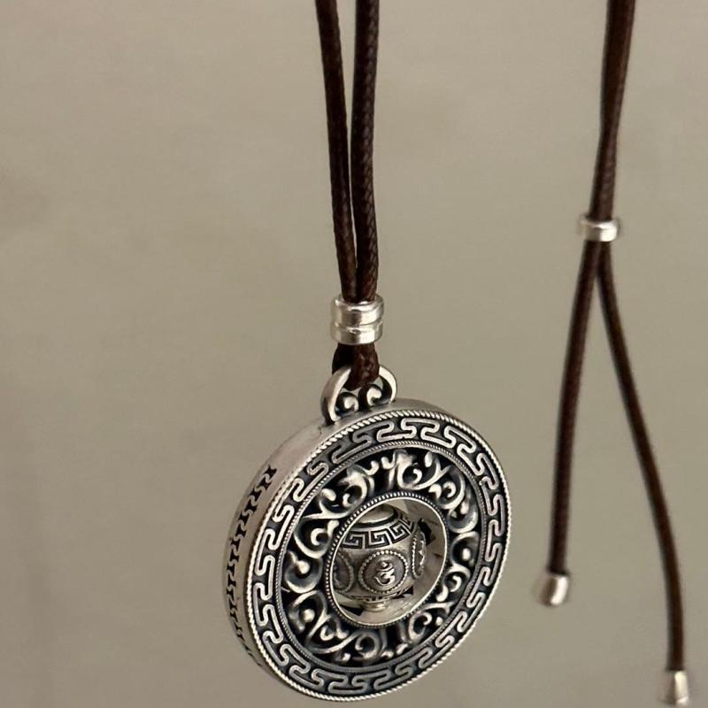 ネックレス メンズ 六字真言 アクセサリー 純銀製 ペンダント スターリングシルバー レトロ ギフト シ..