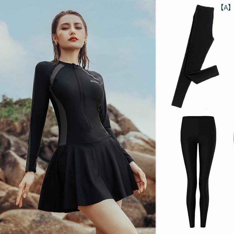 水着 ママ 長袖 レディース 女の子 プラス サイズ ズボン カバー ボディ ワンピース 日焼け止め ブラック