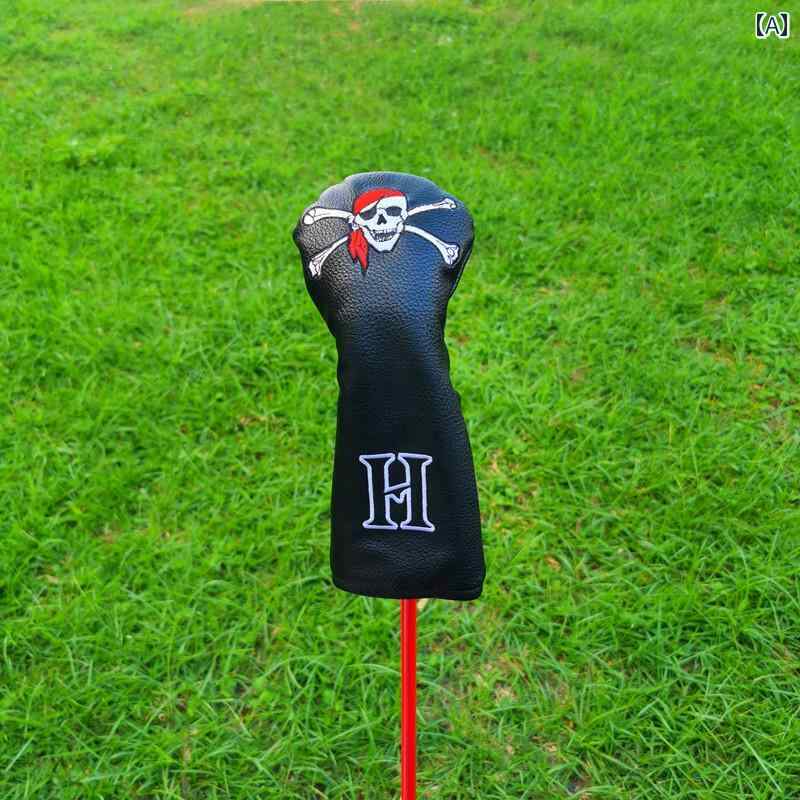 ゴルフクラブカバー おしゃれ ヘッド 保護 キャップ ユニバーサル シンプル スカル セット UT ドスティック 白 黒