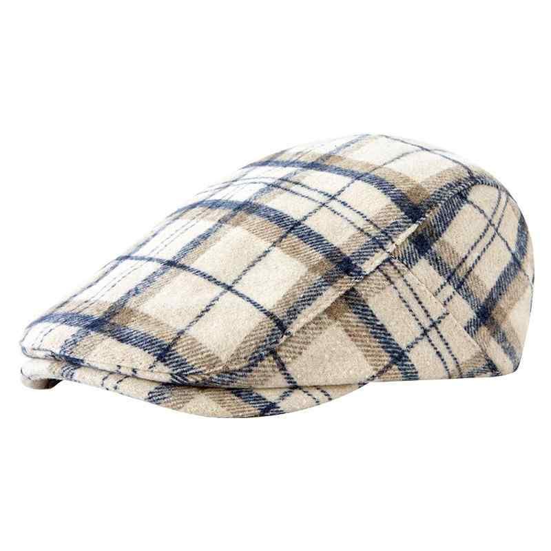 ハンチング ベレー帽 帽子 メンズ カジュアル 秋冬 厚手 ウール 日よけ キャップ 暖かい ブラック ベージュ カーキ チェック