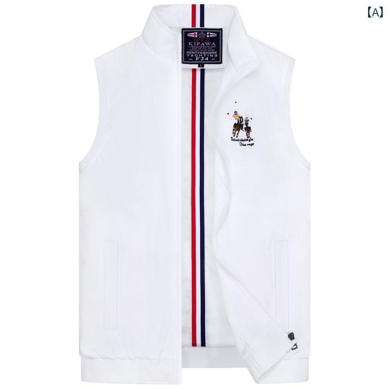 ゴルフウェア メンズ レディース スポーツ トップス おしゃれ 春秋 ベスト 防風 速乾 ホワイト ブルー