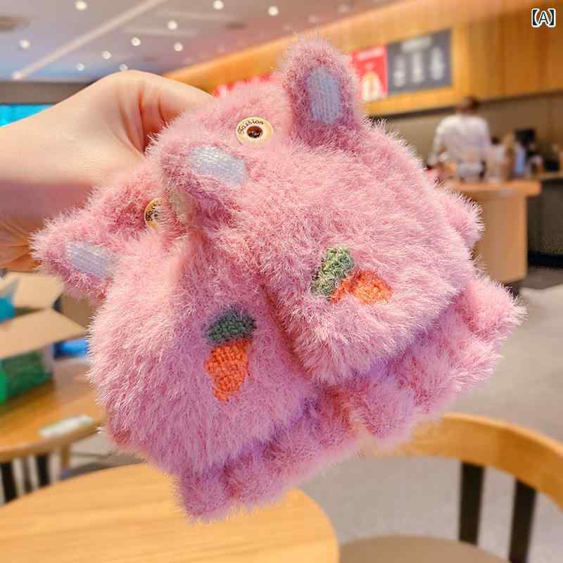 手袋 ベビー 赤ちゃん ファッション 秋冬 防寒 暖かい 指なし かわいい ウサギ ニンジン ピンク グレー..