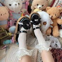 ロリータ 靴 レディース パンプス ガーリー Lolita メイド コスプレ ベア 可愛い ラウンドトゥ ストラップ 革 ブラック ブラウン ピンク