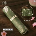 書道 筆入れ レトロ 鉛筆 ペン カーテン ローラー バッグ キャンバス 落下防止 スケッチ 中国風 宮殿 大容量 文具 学生 プロ アート 収納 袋 グリーン...