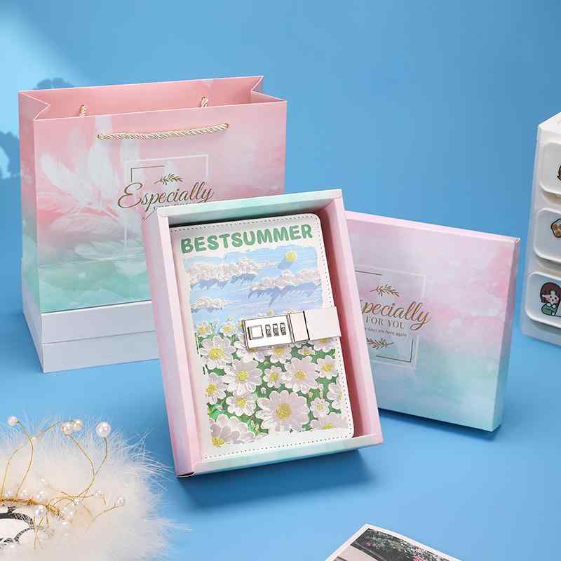 日記帳 鍵付き 手帳 かわいい パスワード 女の子 オフィス クラスメート 記録 ピンク ホワイト レッド