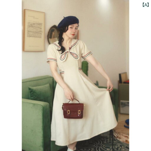 マリーンドレス 海軍 ネイビー風 セーラー服 タイム イラスト レイテッド 夏 レトロ カレッジ フレンチ スイート ネック マリーンドレス 海軍 ネイビー風 セーラー服 タイム イラスト レイテッド 夏 レトロ カレッジ フレンチ スイート ネック