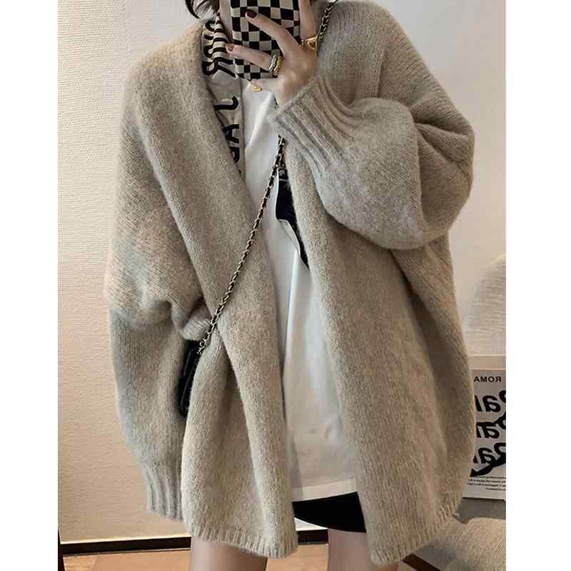 ニット レディース カーディガン おしゃれ カジュアル 大きいサイズ 春秋 韓国 ソフト セーター グレー