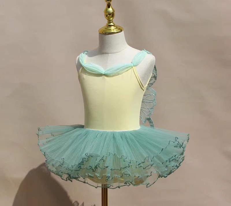子供 キッズ レオタード ドレス バレエ ダンス 女の子 スカート グリーン ピンク イエロー