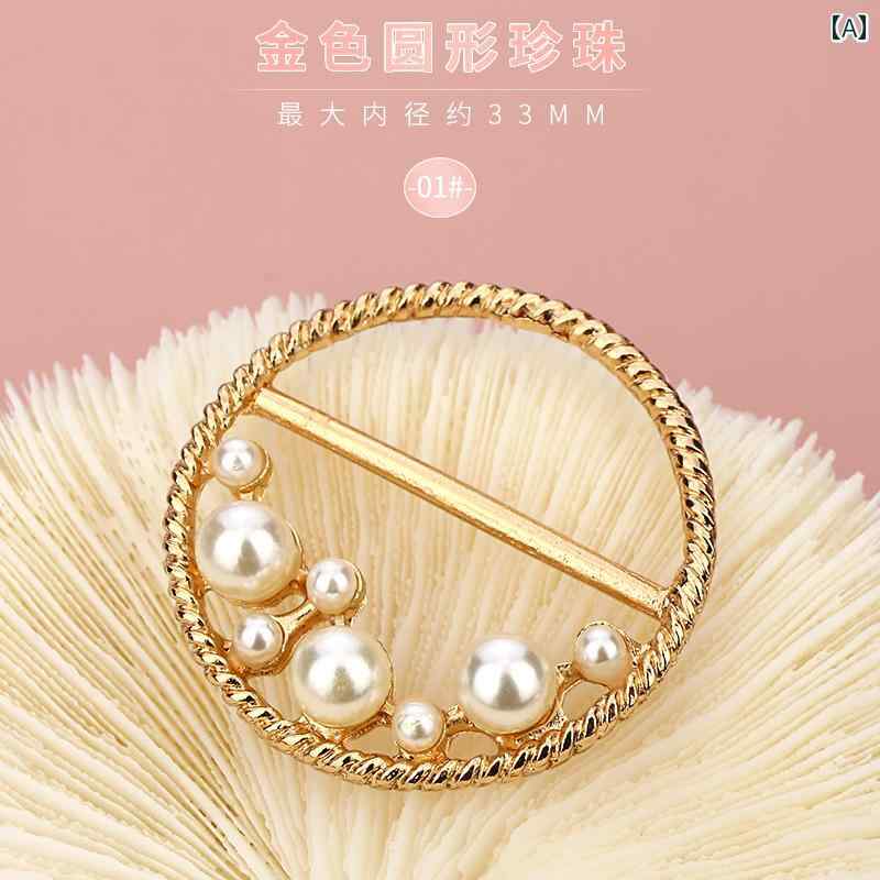 スカーフリング クリップ レディース アクセサリー スカーフ留め シャツ 裾 おしゃれ パール コーナー ラインストーン スクエア エレガント Tシャツ バックル ゴールド シルバー