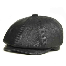 ハンチング レザー メンズ 紳士 帽子 カジュアル 大きいサイズ ベレー帽 キャスケット 中高年 黒