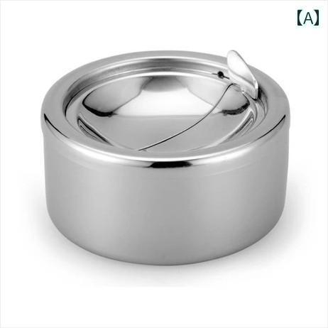 灰皿 フタ 蓋付き ステンレス おしゃれ 飛散防止 防風性 臭 煙 スチール 密閉型 自己消火性 カバー 押..