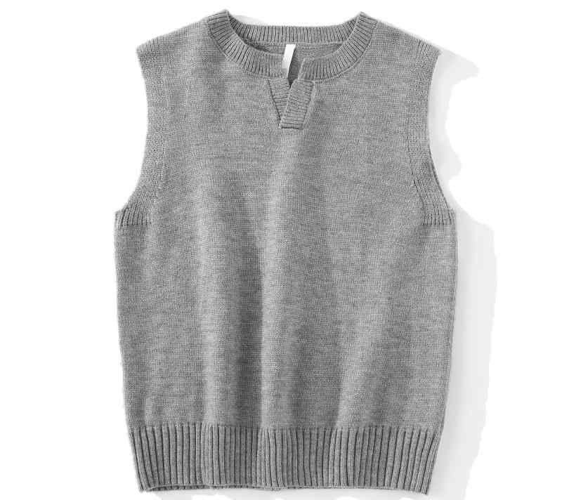 セーター メンズ ニット vネック トップス ノースリーブ スリム フィット レイヤード グレー キャメル グリーン