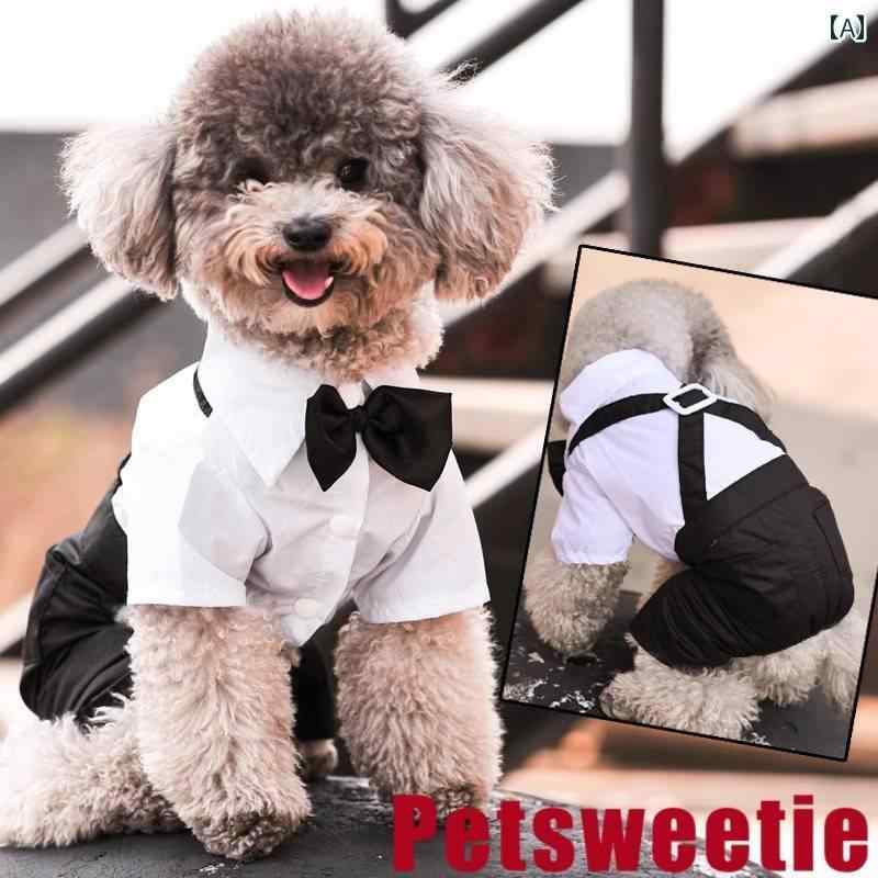 犬服 ドッグウェア フォーマル 結婚式 かわいい おしゃれ ペット 夏 スーツ 小型犬ドレス ホワイト ブラック