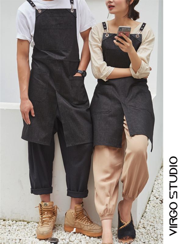 ガーデニングエプロン レディース メンズ 料理 家庭 キッチン おしゃれ アウトドア デニム バリスタ サスペンダー ガーデニング レストラン 作業服 ブラック...